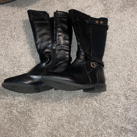 Lucky top girls leather stretch black boots size 8 says 4 - Picture 3 of 10